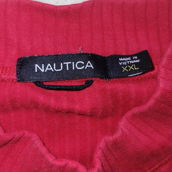 Nautica Pullover Mock Neck Sweater Red Navy Blue Stripe Size XXL 2XL - Picture 8 of 8